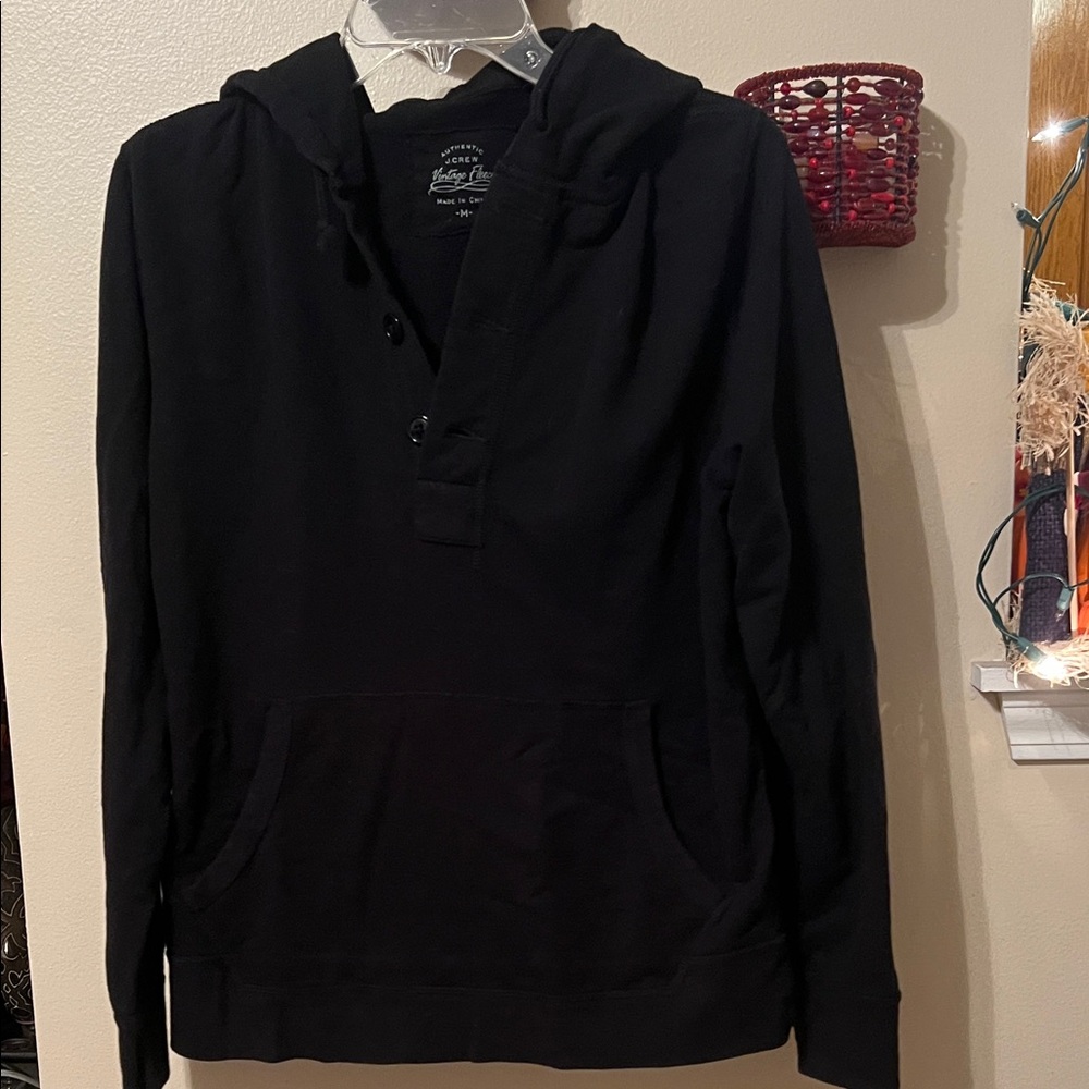 Authentic J Crew Men's Black Pullover Hoodie size M
